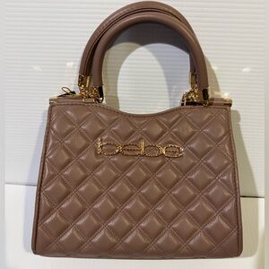 NWT Bebe Quilted Zuzu Taupe Mini Satchel